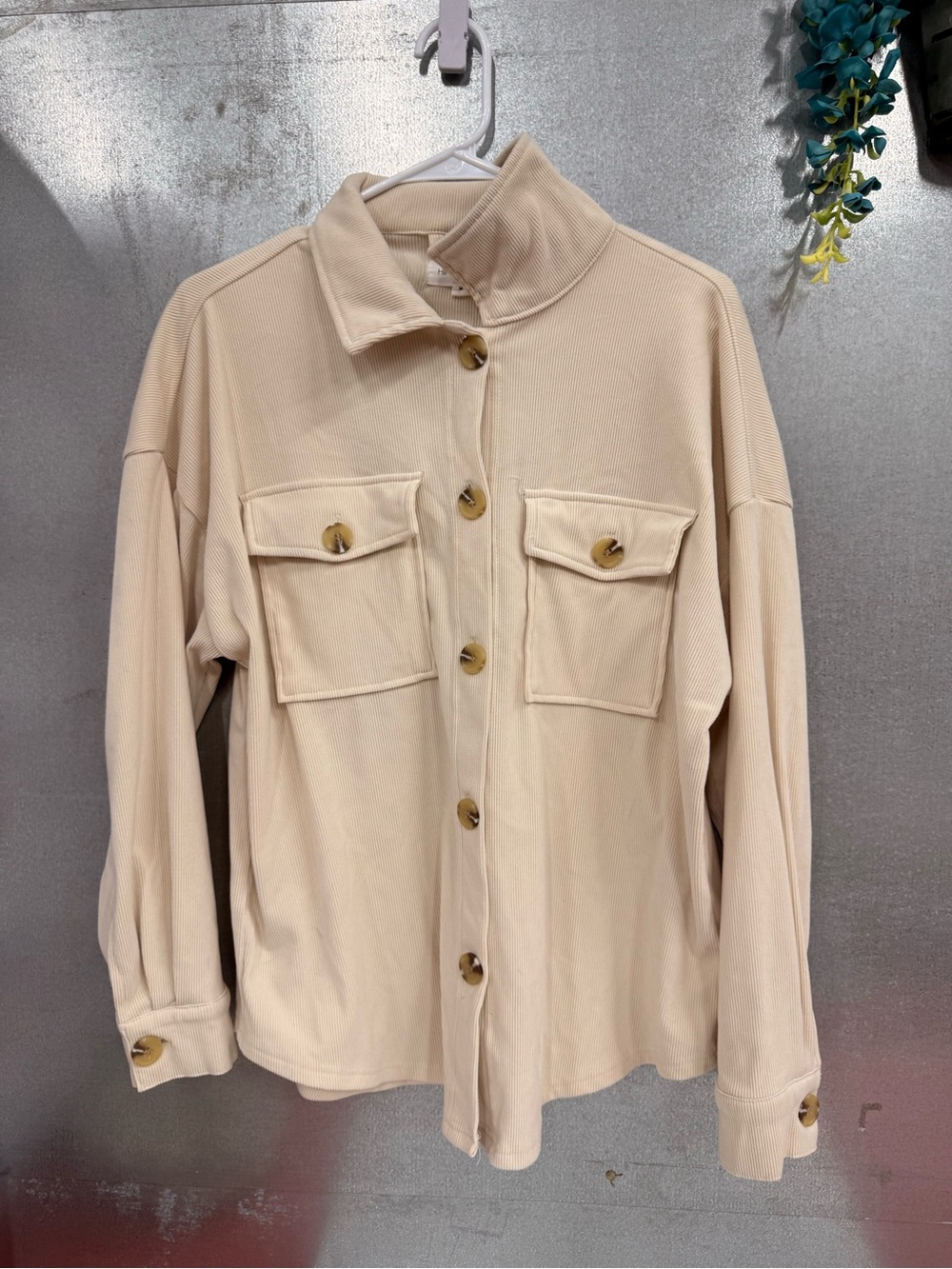 Hippie Rose Cream Button-Front Shacket